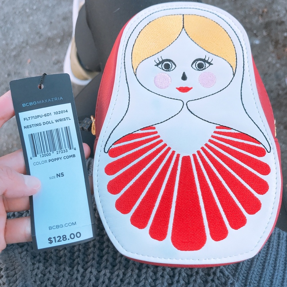 Bcbg cute nesting doll wristlet